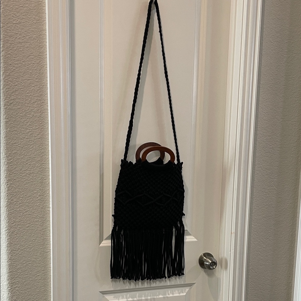 Danielle Nicole Black Fringe Crossbody Bag